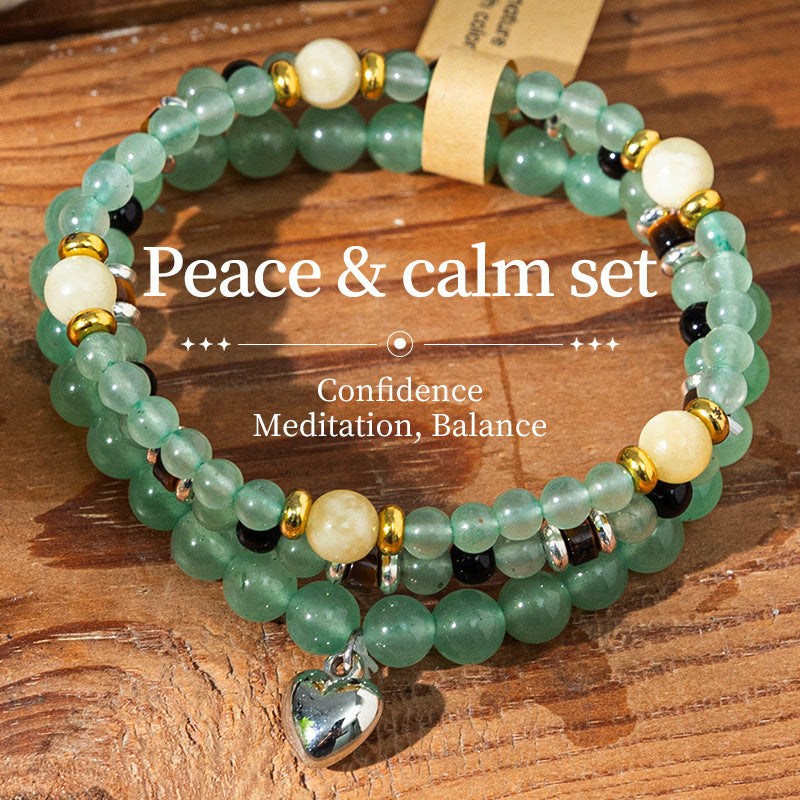 Wholesale Bohemian Love Stone Multi layered Stacked Crystal Bracelet