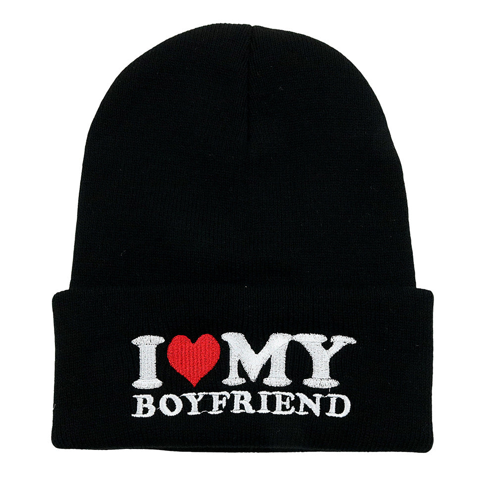 Wholesale Valentine's Day I Love My Girlfriend Knitted Hats Embroidered Woolen Hats