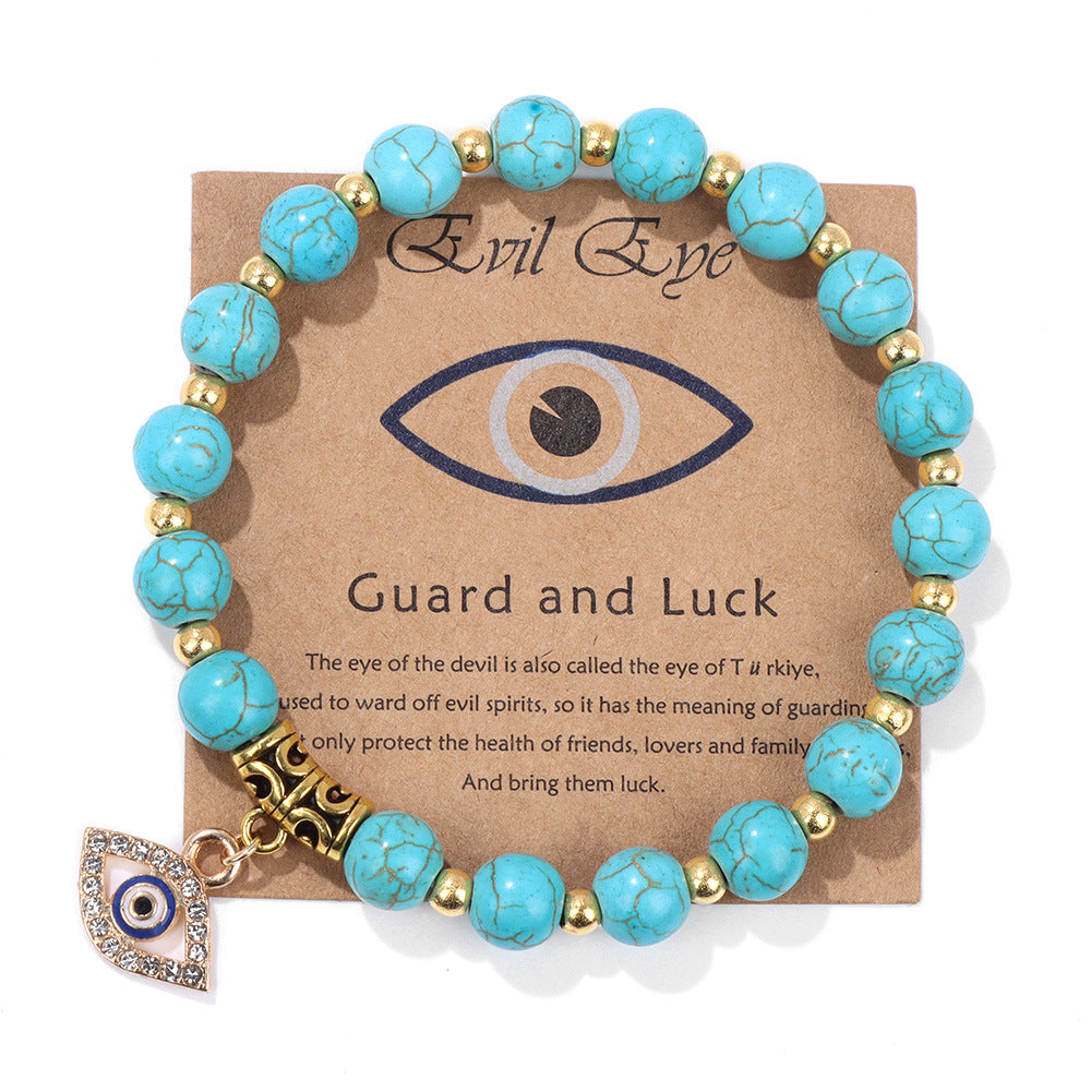 Wholesale Natural Stone Beads Devil Eye Pendant Bracelet