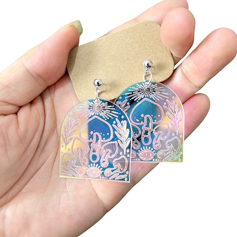 Wholesale 10pcs  Acrylic Colorful Gradient Christmas Crystal Ball Small Mushroom Earrings