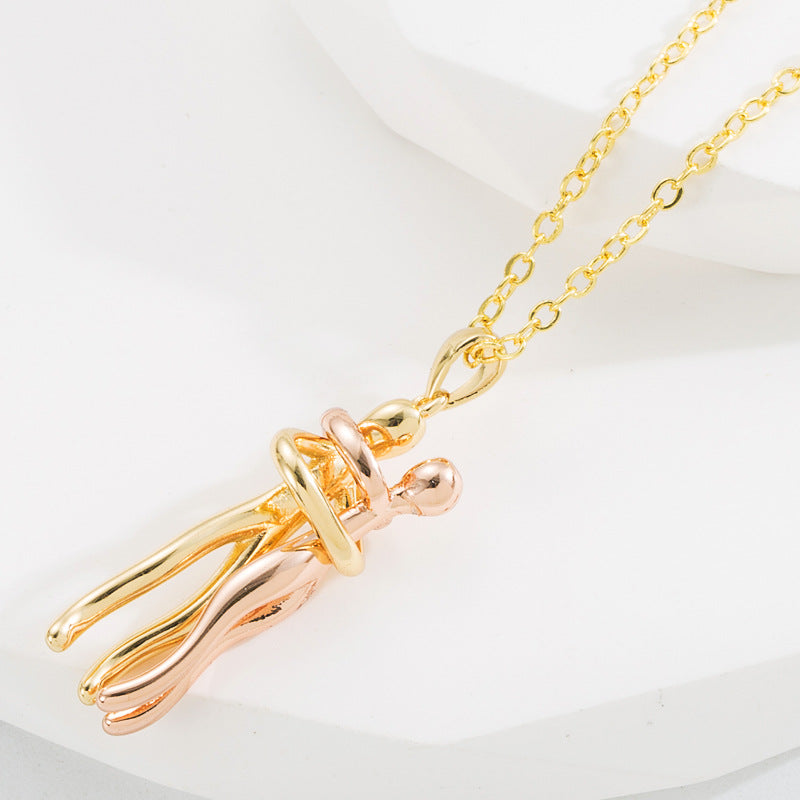 Wholesale Creative Couple Pendant Necklace Gold Plated Zircon Detachable Unisex Fashion Jewelry Gift