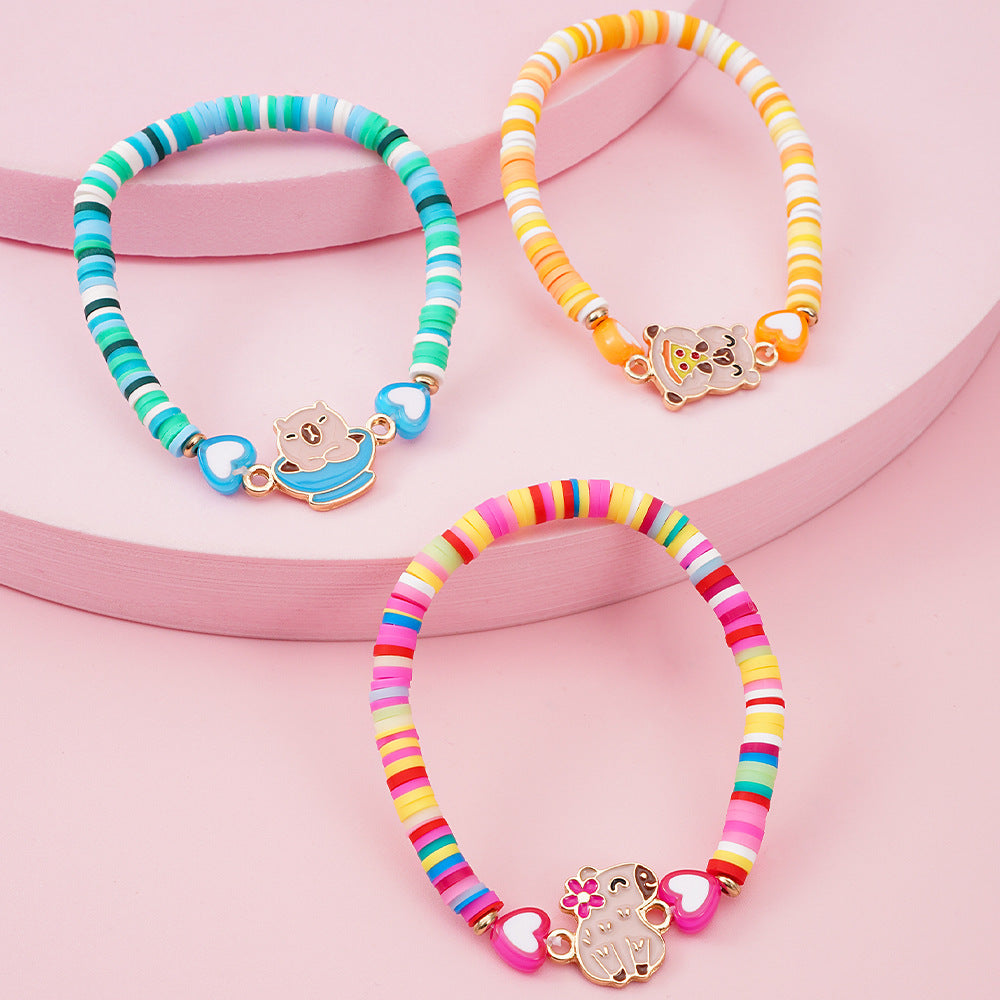 Wholesale Cartoon children' s soft y handmade bead bracelet