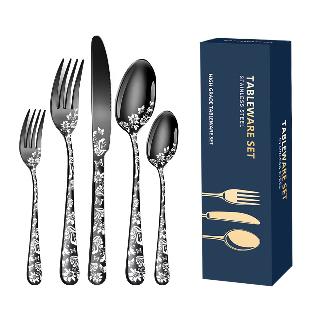 Wholesale Patterned Stainless Steel Tableware Sets