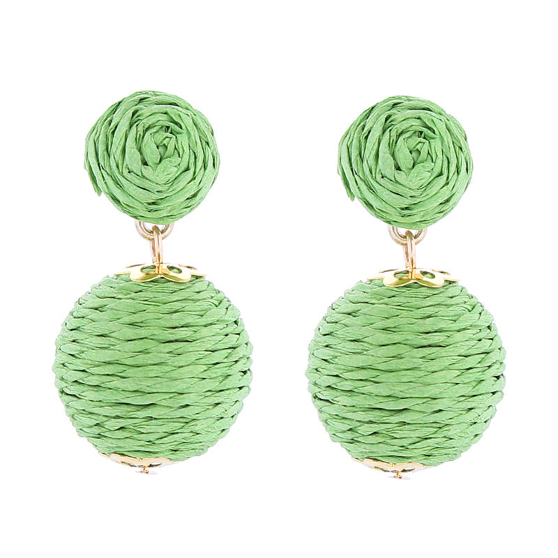 Wholesale Bohemian Handmade Wrap Ball Stud Earrings