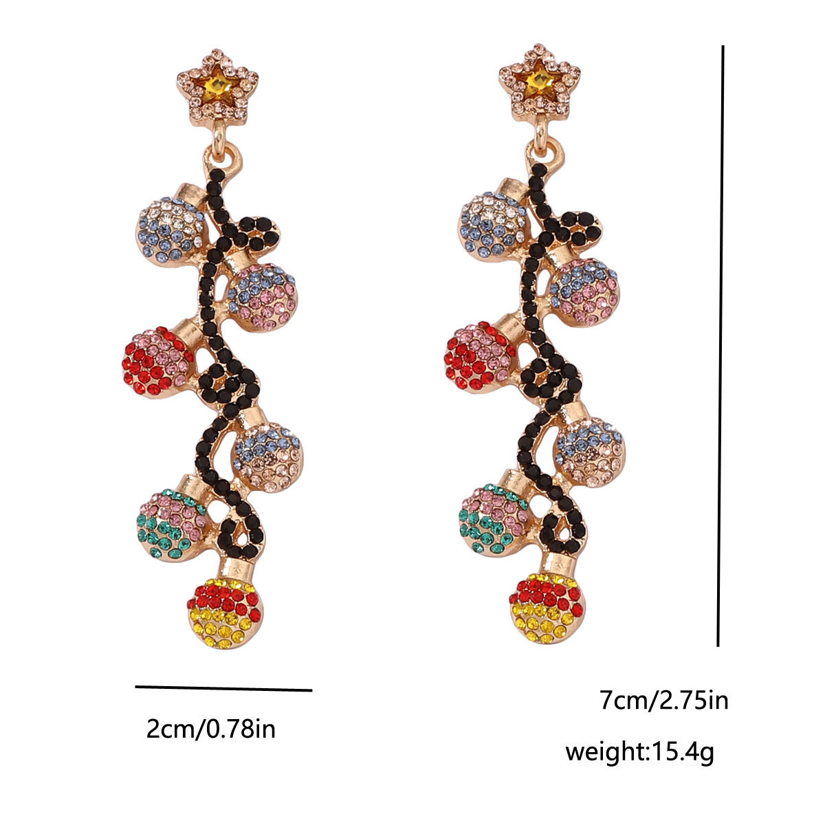 Wholesale Christmas Lights with Diamond and Zinc Alloy Earrings