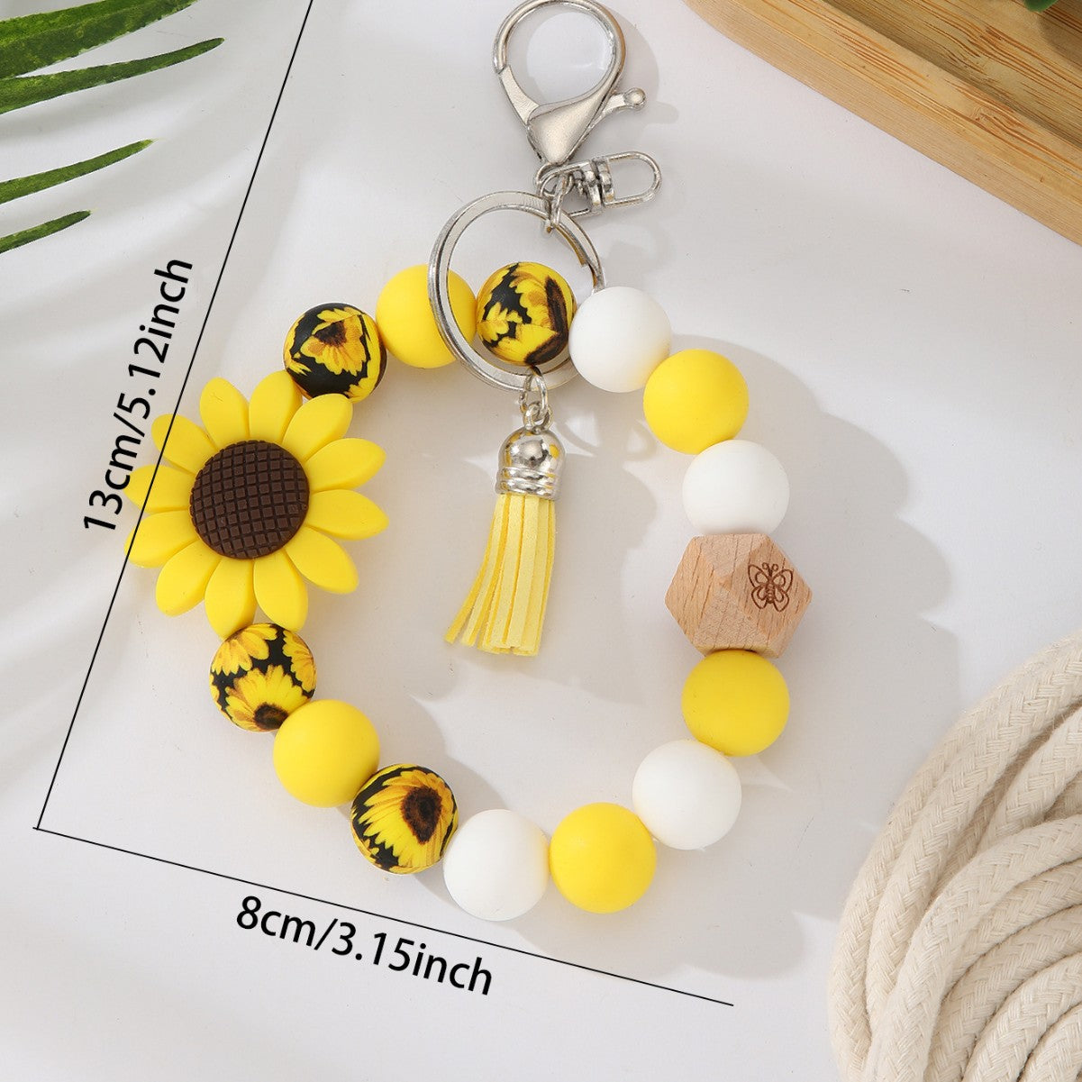 Wholesale Silicone Sunflower Bead Keychain Bracelet Bag Charm Gift