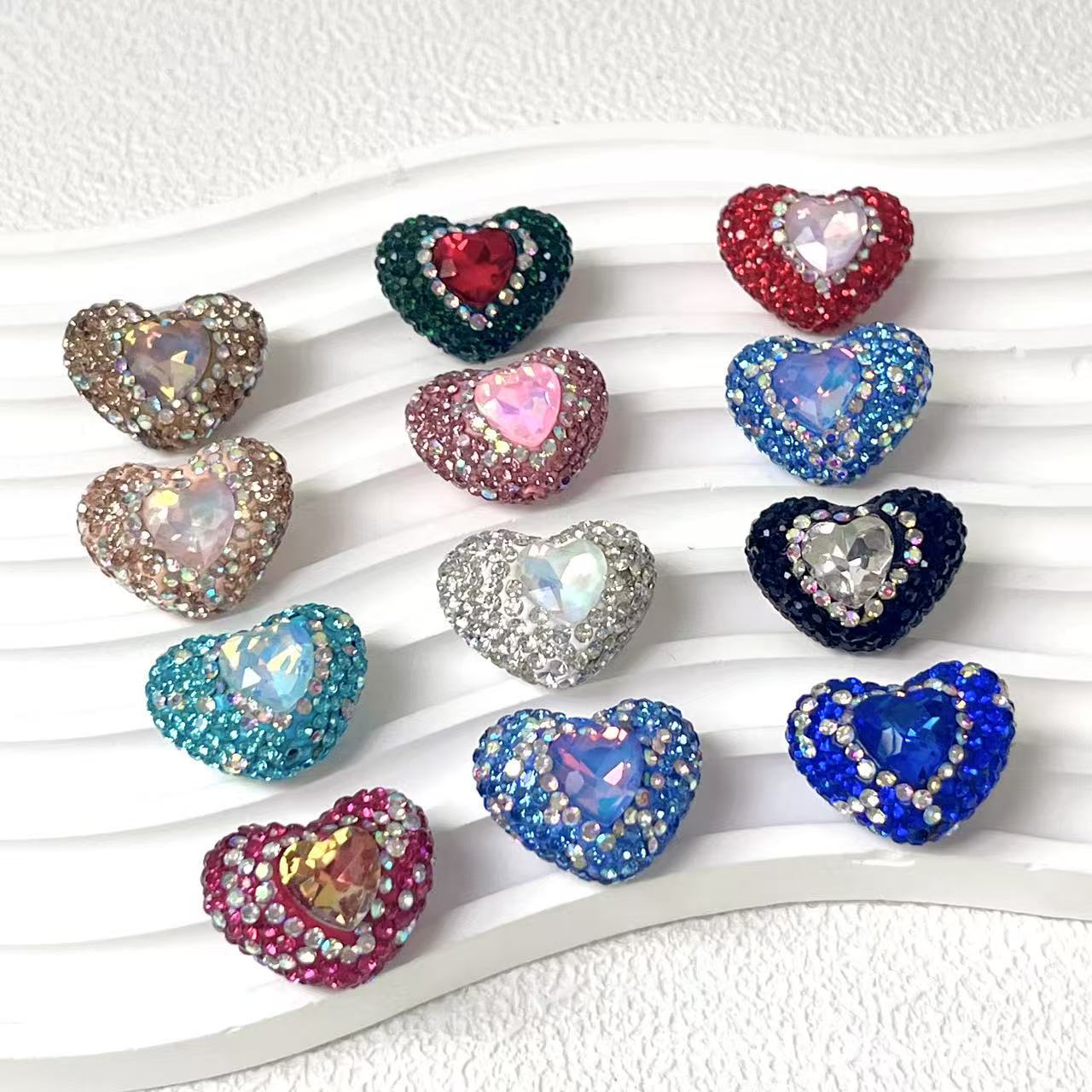 Wholesale 10pcs Heart-shaped diamond Crystal Beads