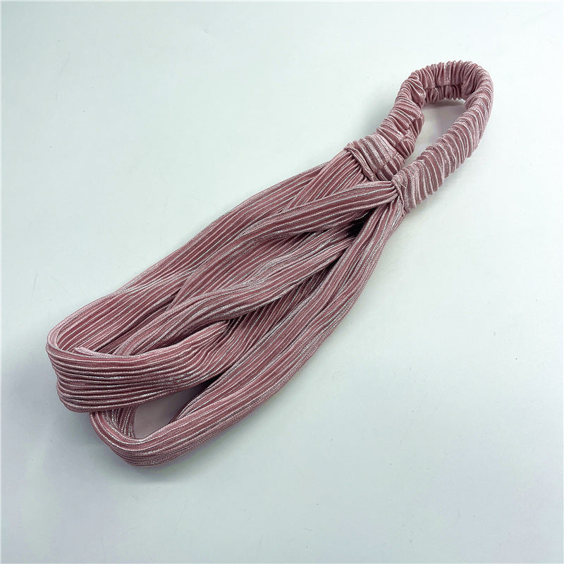 Wholesale Pleated Bright Silk Wide-brimmed Cross Headband Ladies Face Wash Headband
