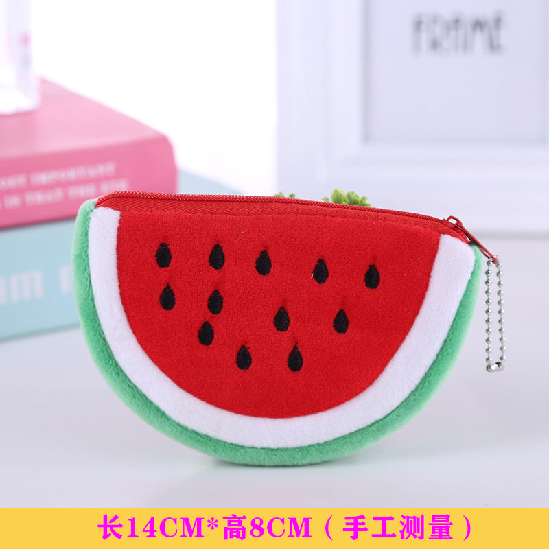Wholesale Cartoon Fruit Plush Mini Purse Keychain