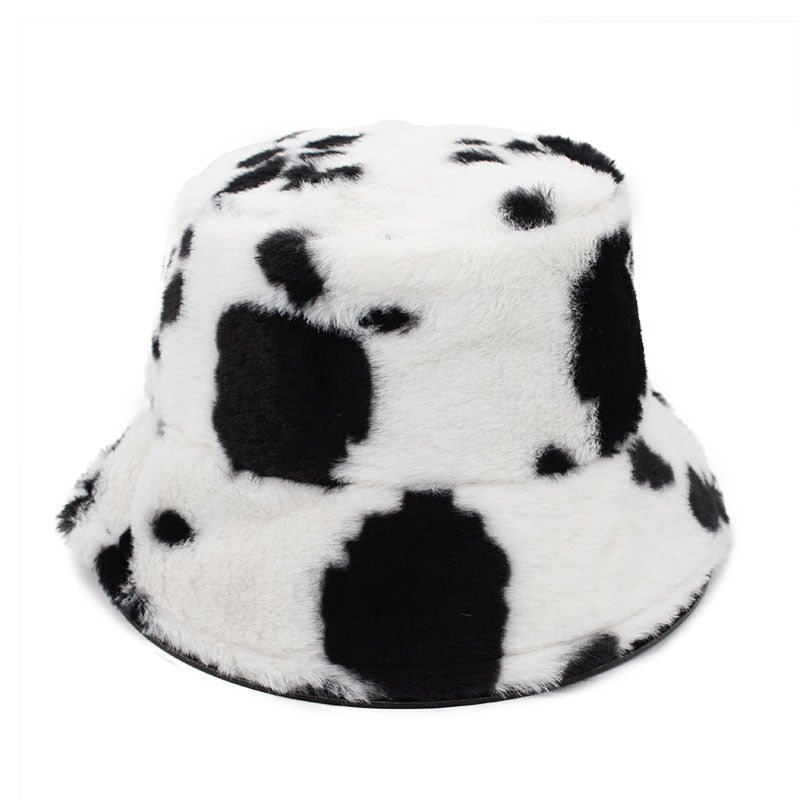 Wholesale Bucket cow pattern retro fisherman hat autumn and winter thick warm