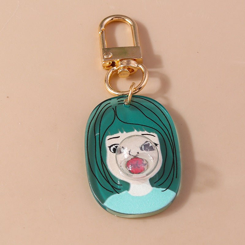 Wholesale Cartoon Bubble Girl Plastic Keychain
