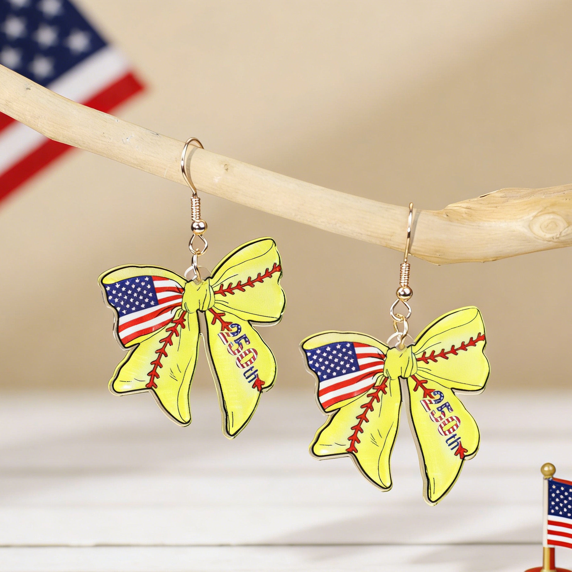 Wholesale Independence Day Anniversary Love Star Spangled Banner Acrylic Earrings