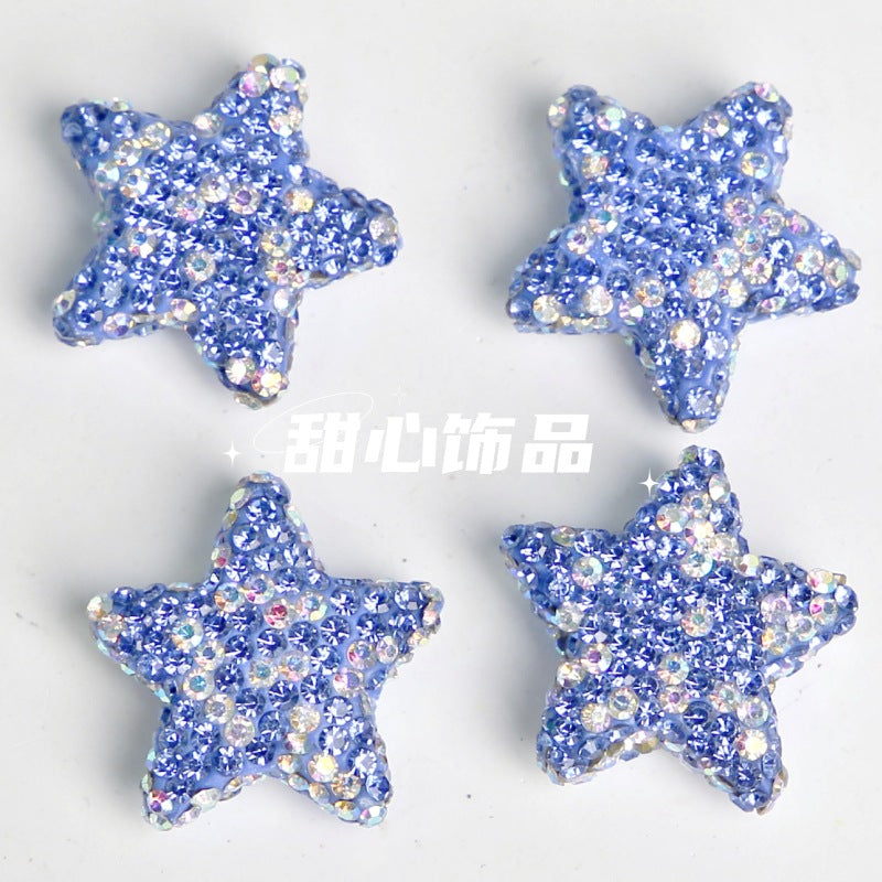Wholesale 5PCS Clay Diamond Bow Full Diamond Five-pointed Star Beads
