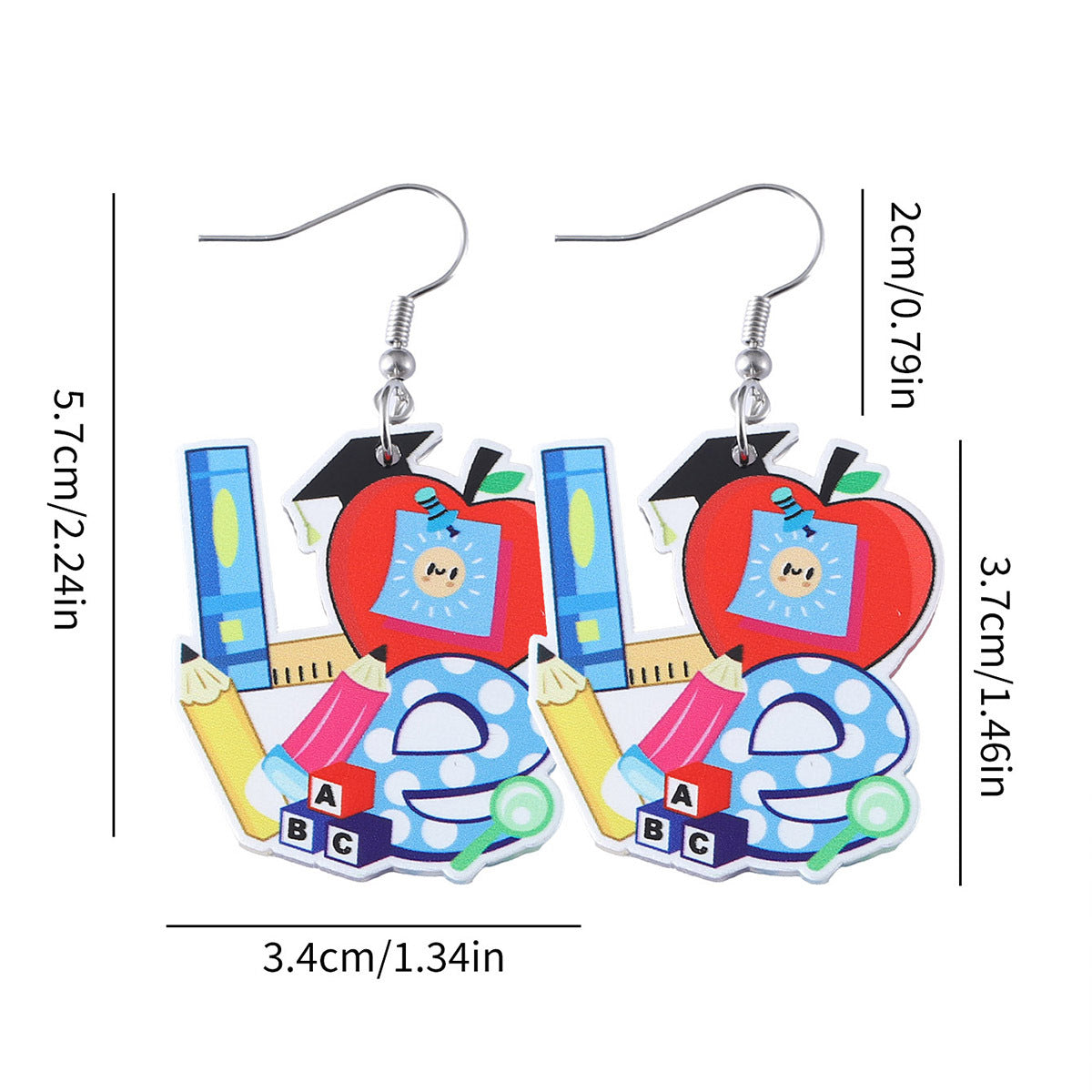 Acrylic pendant earrings are back to school season