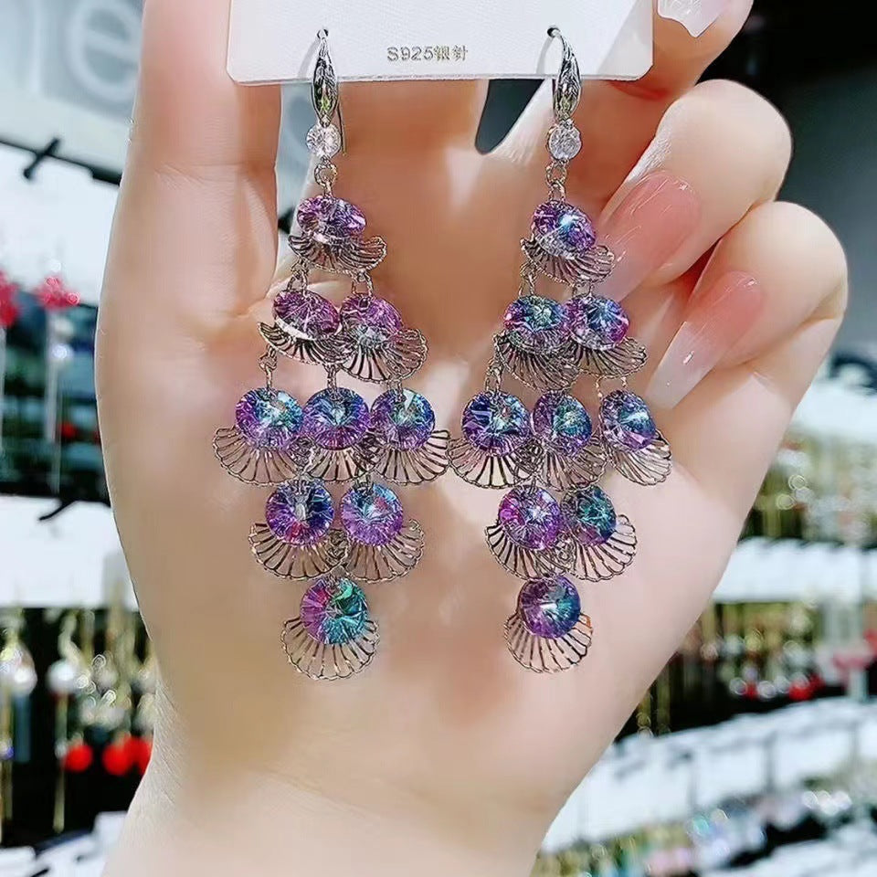 Wholesale Crystal Vintage Tassel Long Earrings