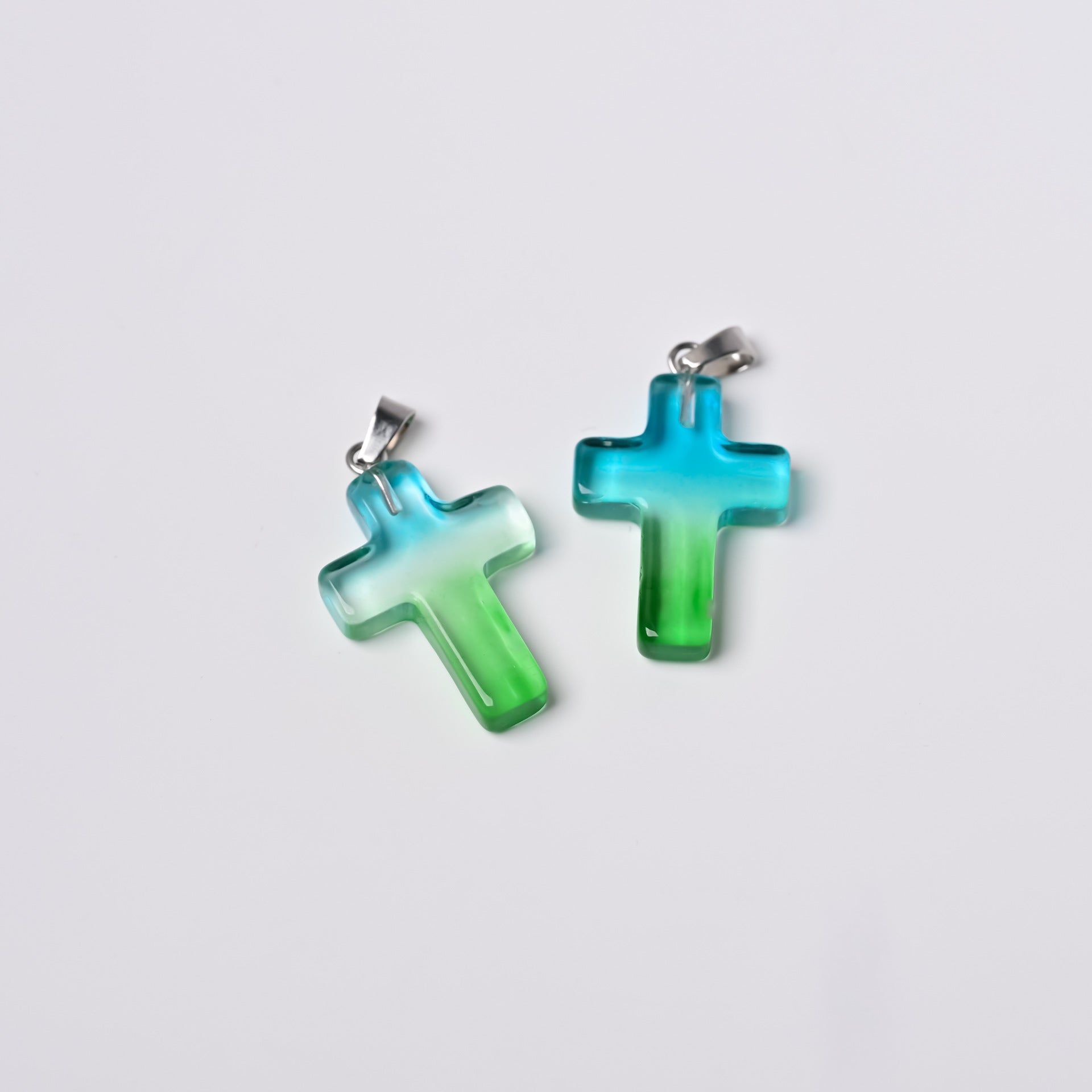 Wholesale Multicolor glass water drop cross pendant accessories DIY