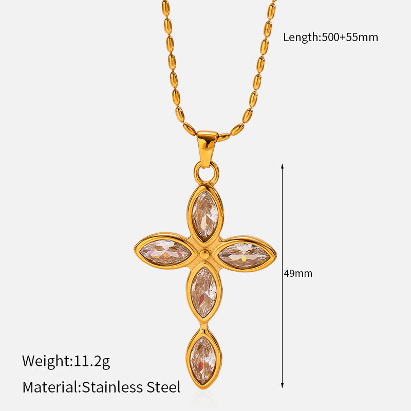 Wholesale vintage titanium steel electroplated 18K gold stainless steel cross necklace