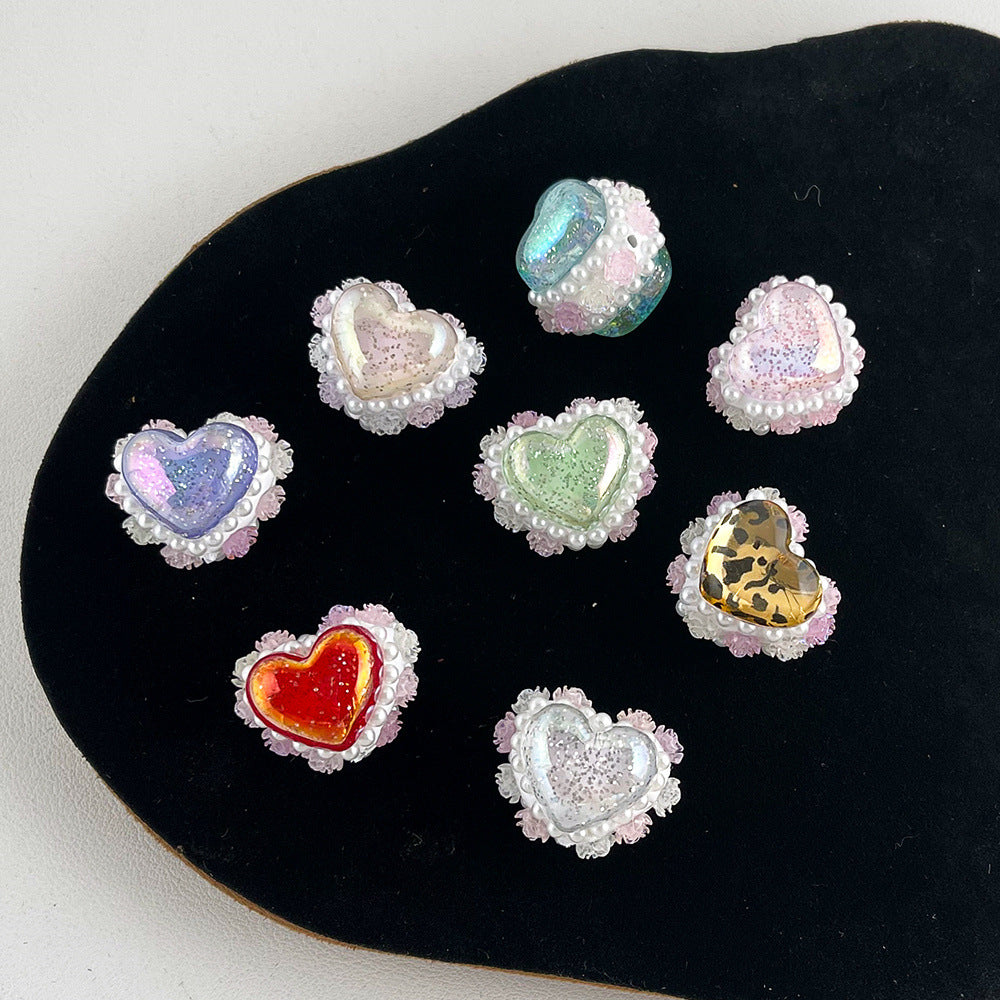 Wholesale 20pcs Double-sided Heart-shaped Acrylic  Beads