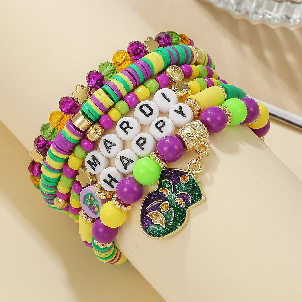 Wholesale Colorful Carnival Polymer Clay Purple Bracelet