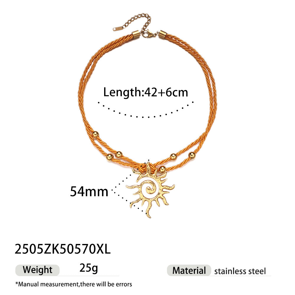 Wholesale Taina European and American Stainless Steel Necklace Women' s Niche Design Colorfulful Rope Braided Shell Starfish Shell Necklace Trendy