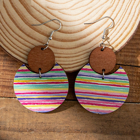 Wholesale Exaggerated Boho Wooden Round Earrings