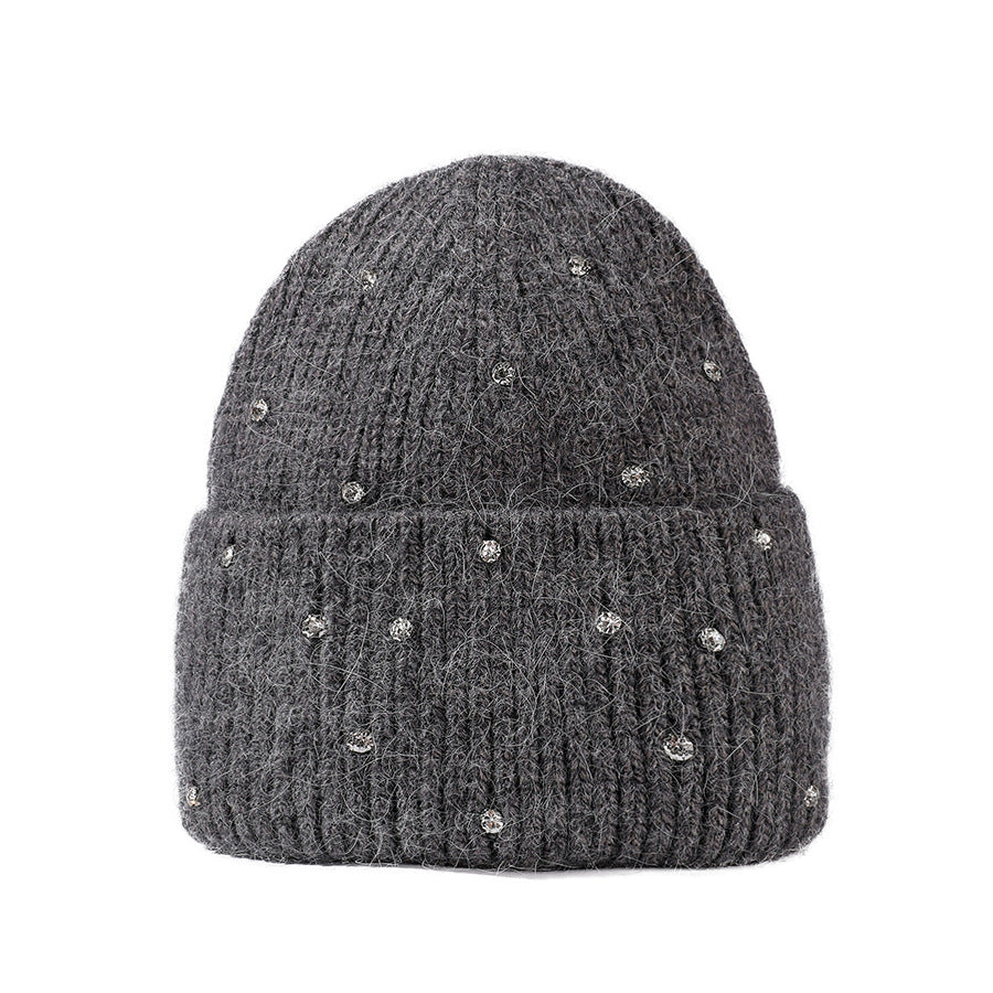 Wholesale Valentine's Day Winter Colorful Diamond Rabbit Fur Knitted Hat Thickened Warm Hat