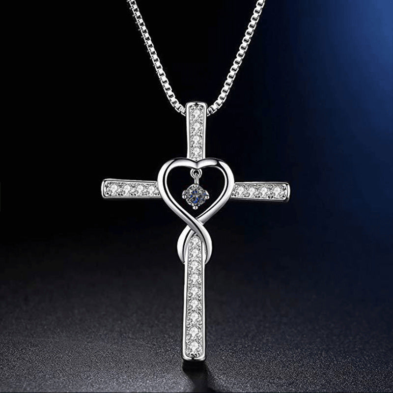 Wholesale Cross religious faith inlaid zircon pendant necklace