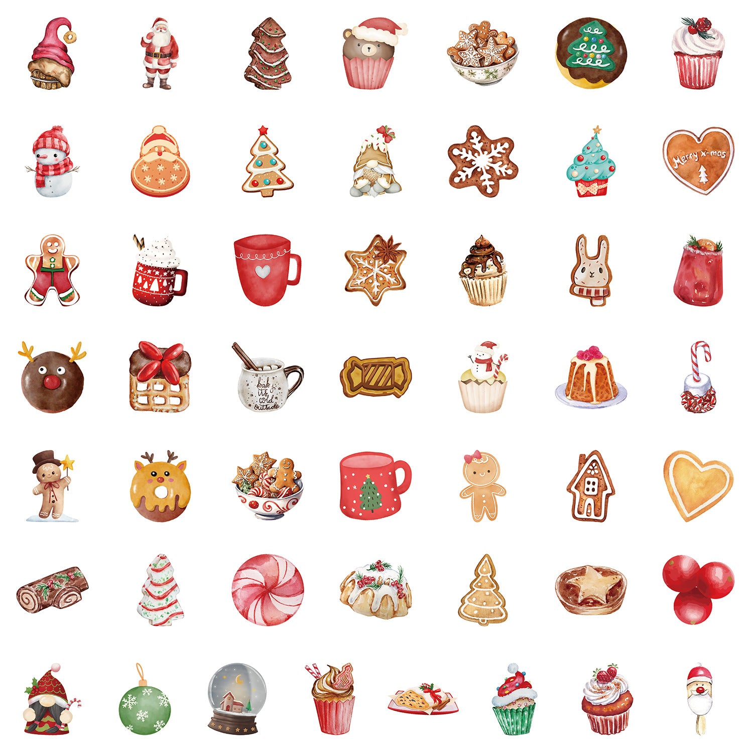 Wholesale 50pcs Christmas Food Series Graffiti Stickers Water Cup  Stickers