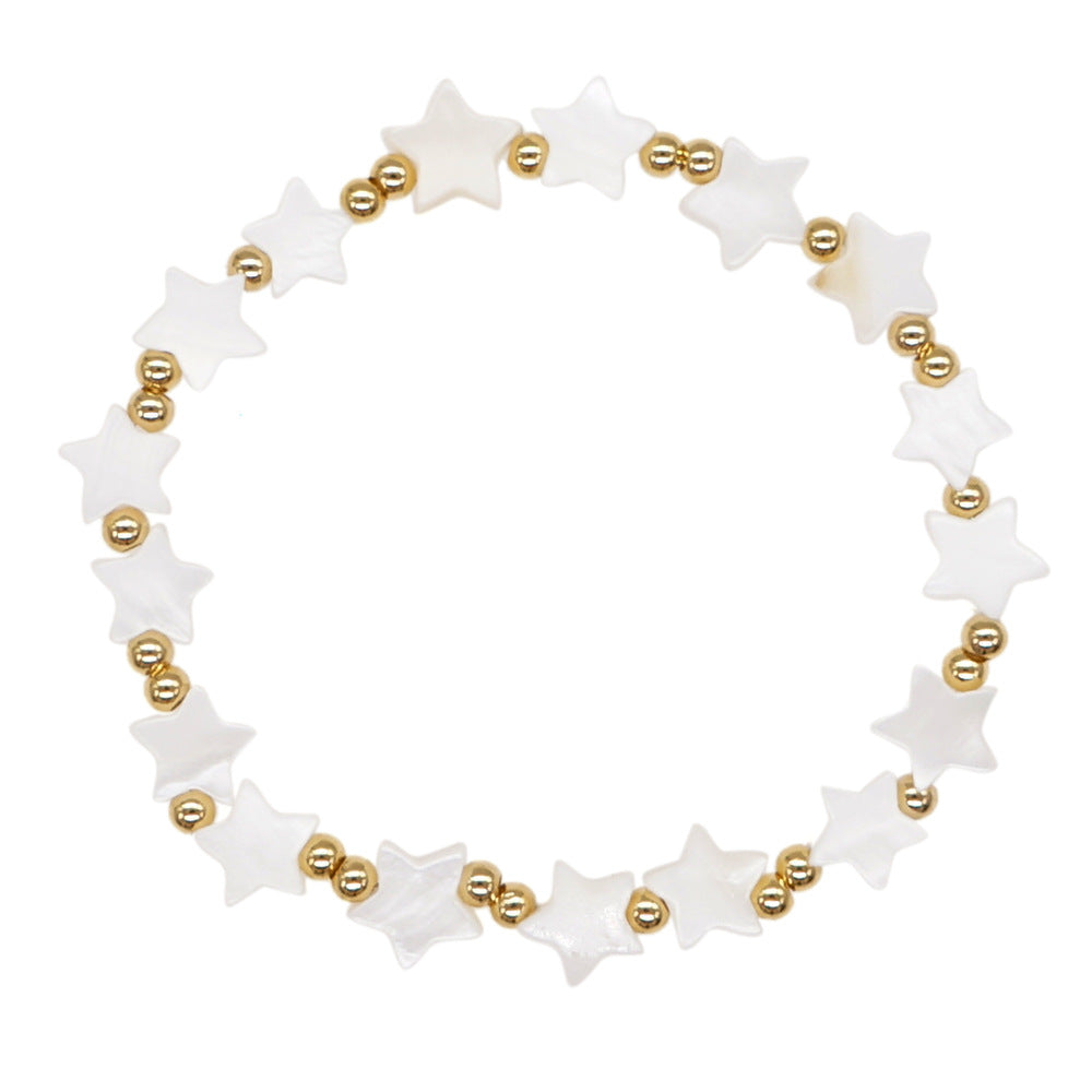 Wholesale Christmas Eyes Flower Smiley Gold Ring Buckle Elastic Glass Bracelet