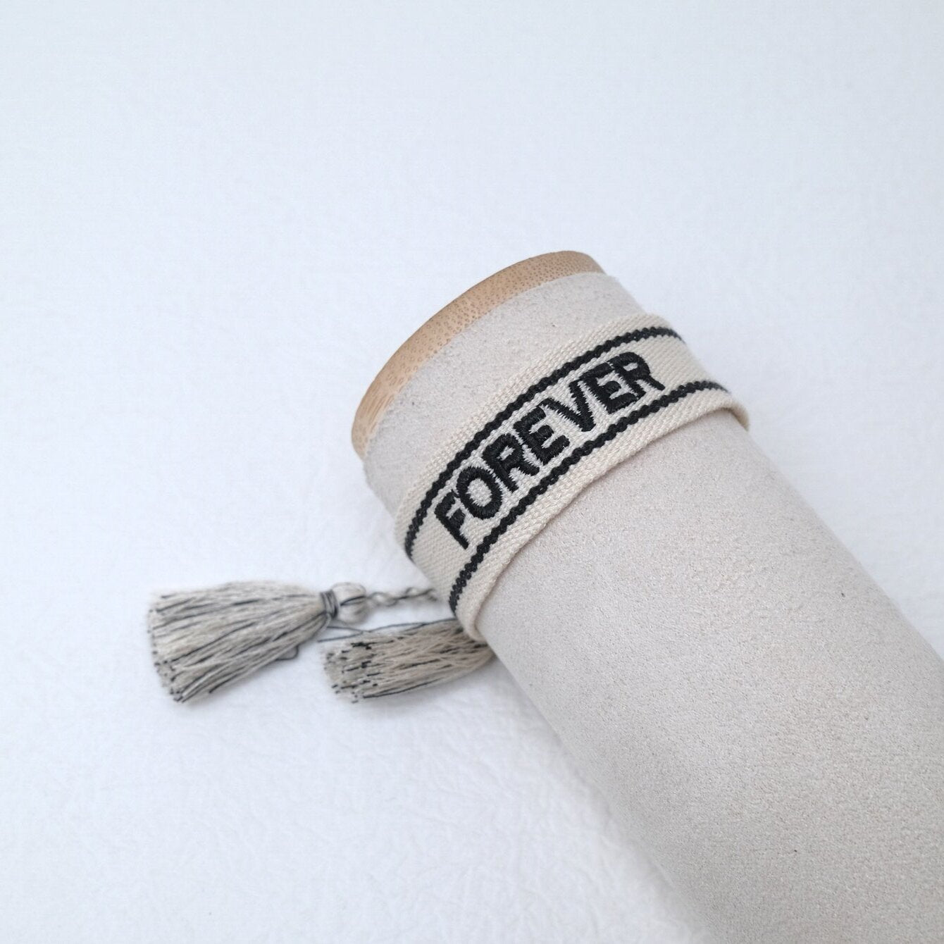 Wholesale Polyester Cord Weaving Embroidered Logo Letter Tassels Bracelets