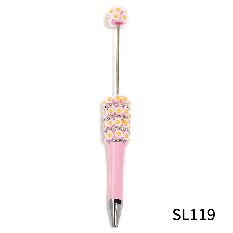 Wholesale 10pcs Beadable Pens Heavy Industry Diy Resin Multi-color Small Flower Claw Ballpoint Pen