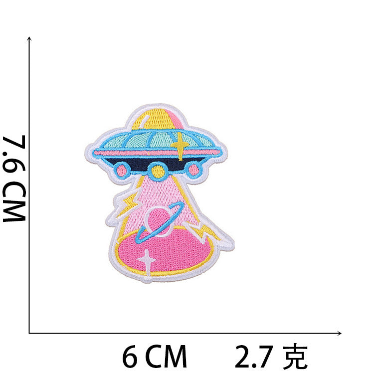 Wholesale Modern Iron On Embroidered Patch Set Astronaut Spaceship Cartoon Mushroom Designs Trendy Clothing Accessory For Gift Resale