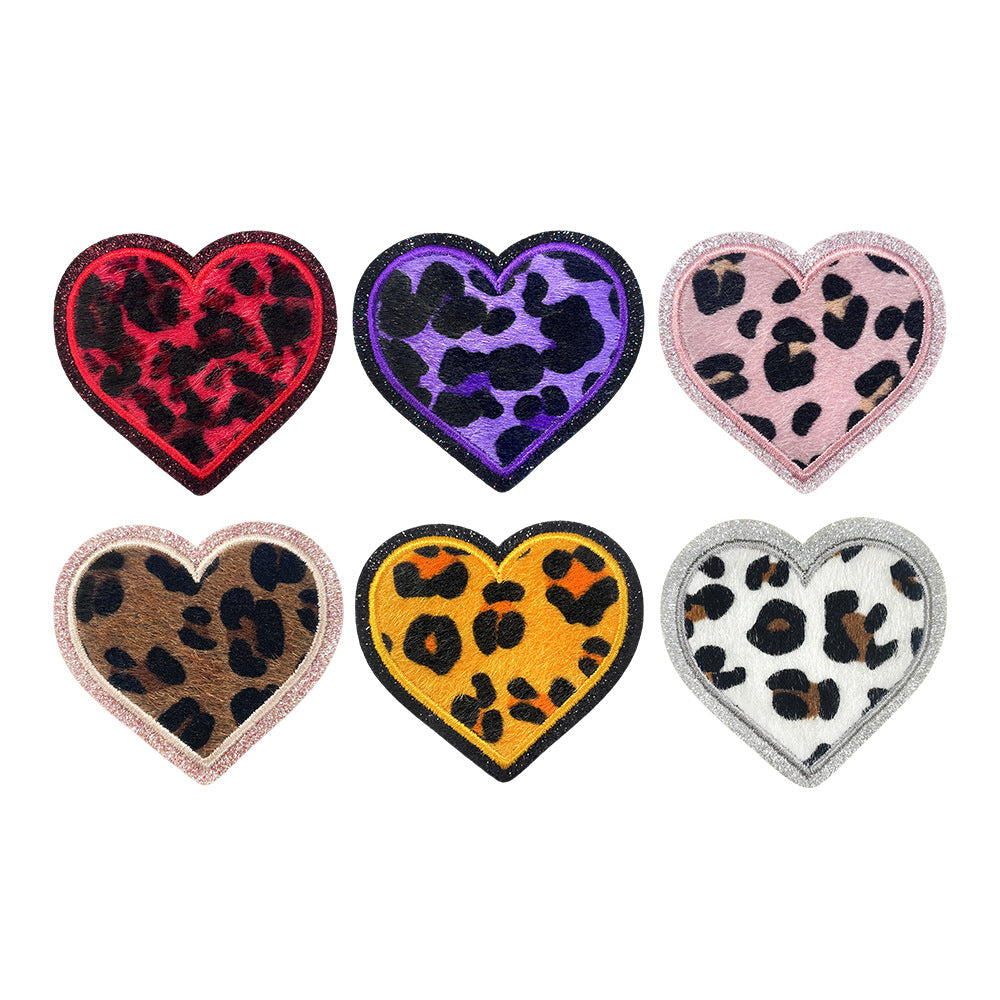 Wholesale  Love Leopard Ironing Glitt Cloth DIY Patches