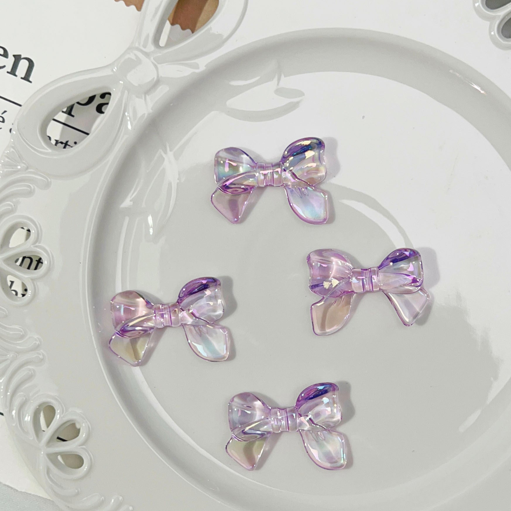 Wholesale 10pcs Bow Plastic Beads Hair Accessories Mobile Phone Beads