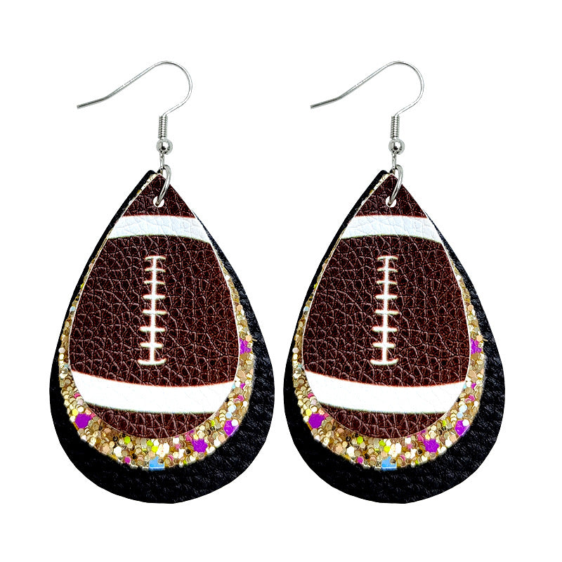 Wholesale Rugby Drop Shaped Leather Earrings