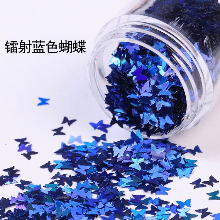 Wholesale Internet Celebrity Sparkling Laser Butterfly Nail Patch Phone Case Glitter Ring Powder Glitter Powder Drop Glue Glitter
