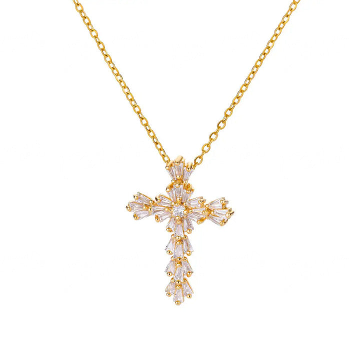 Wholesale Copper Micro-inlaid Zircon Fashion Snake Cross Necklace