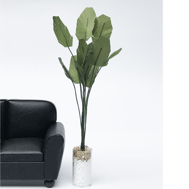 Wholesale Doll House dollhouse mini plant model toy handmade modern glass vase banana tree green plant