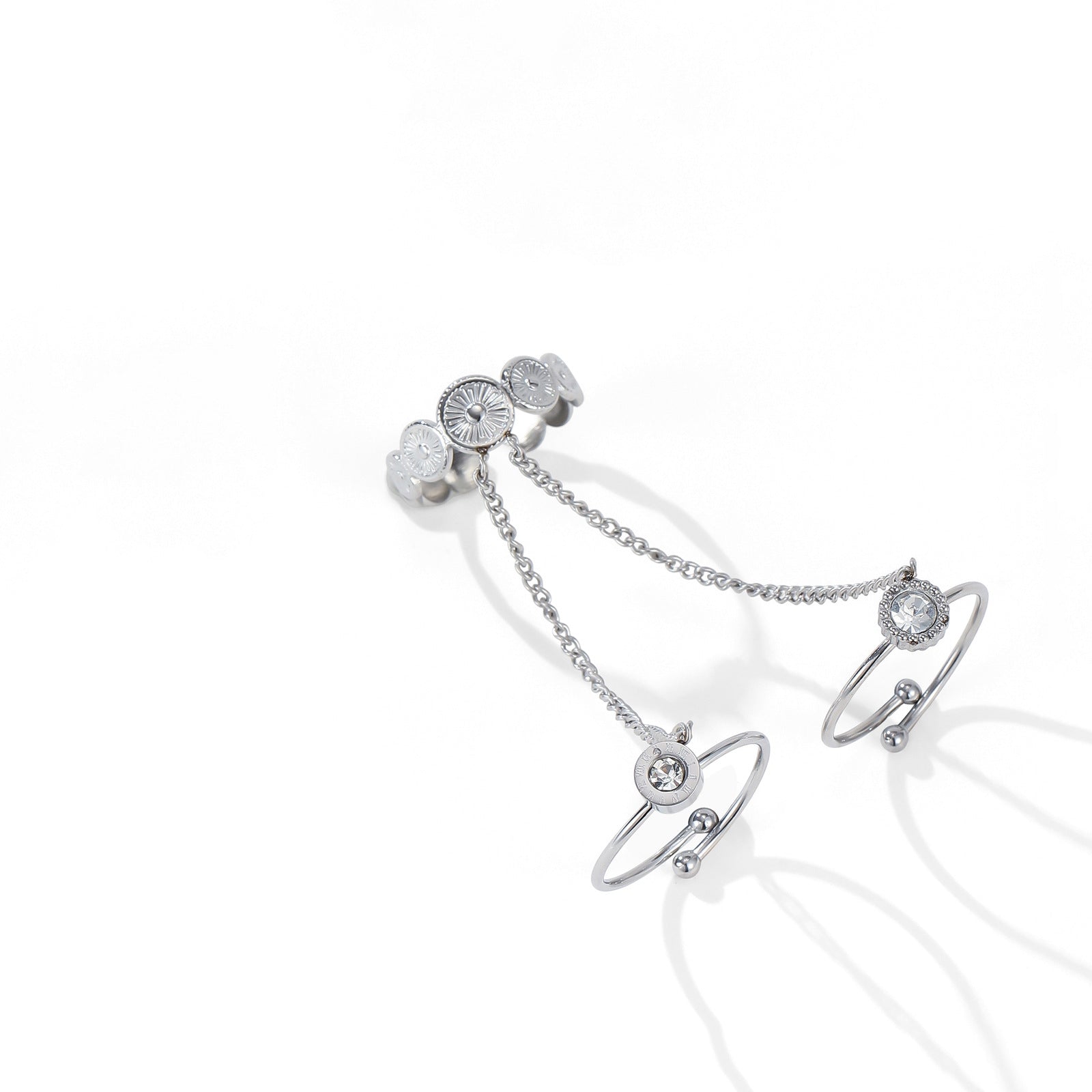 Wholesale Cross-Border Foreign Trade Niche Design Rings,  Vintage Palace-Style Chain Link Rings,  Stainless Steel Personalized Rings
