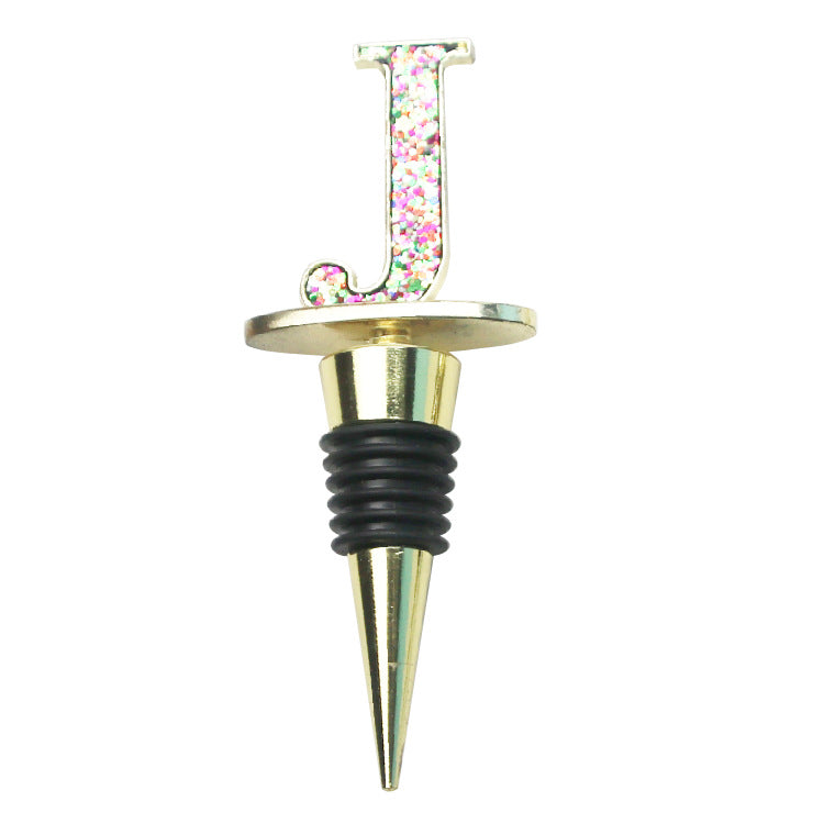 Wholesale Zinc Alloy 26 English Letter Wine Stopper Bottles