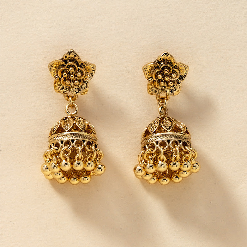 Wholesale Trendy Retro Gold Bell Design Temperament Geometric Metal Earrings