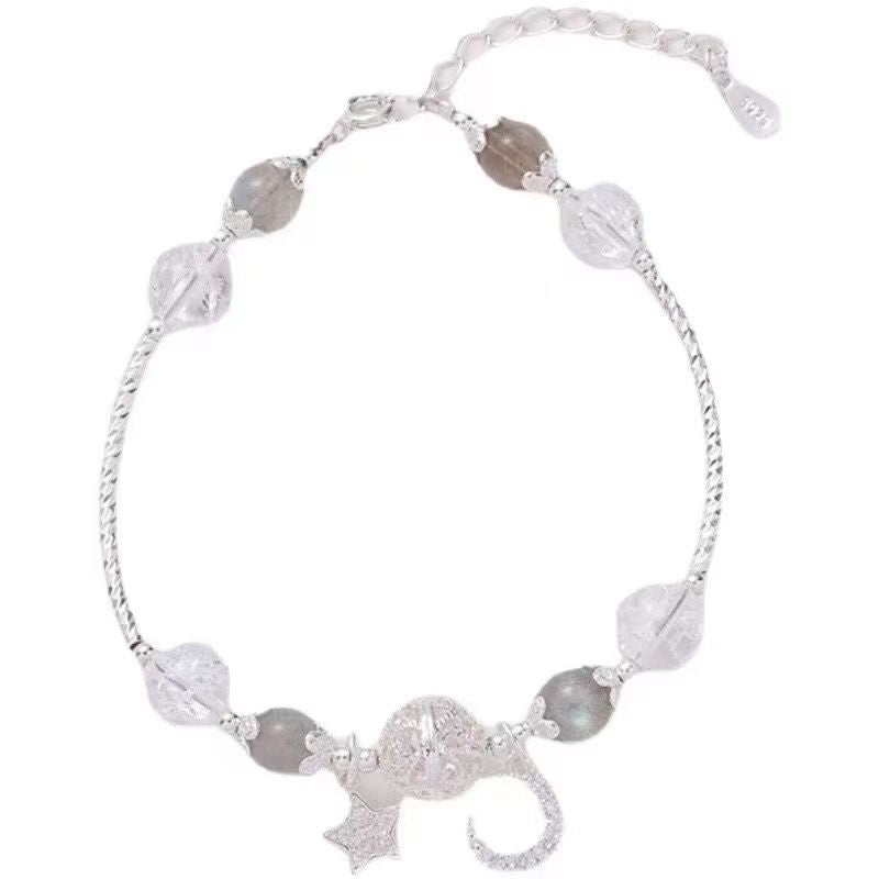 Wholesale Star Moon Moonstone Beaded Bracelet