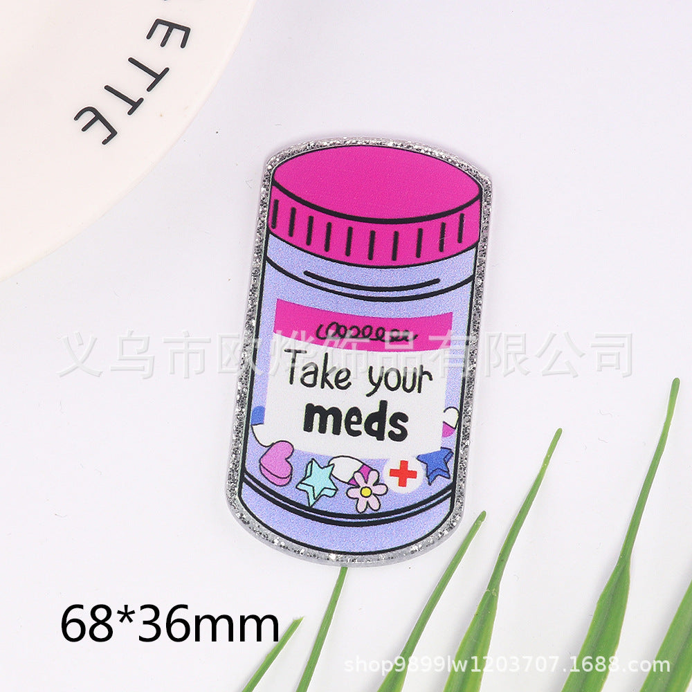 Wholesale 10pcs car love drink jewelry acrylic pin DIY patch accessories