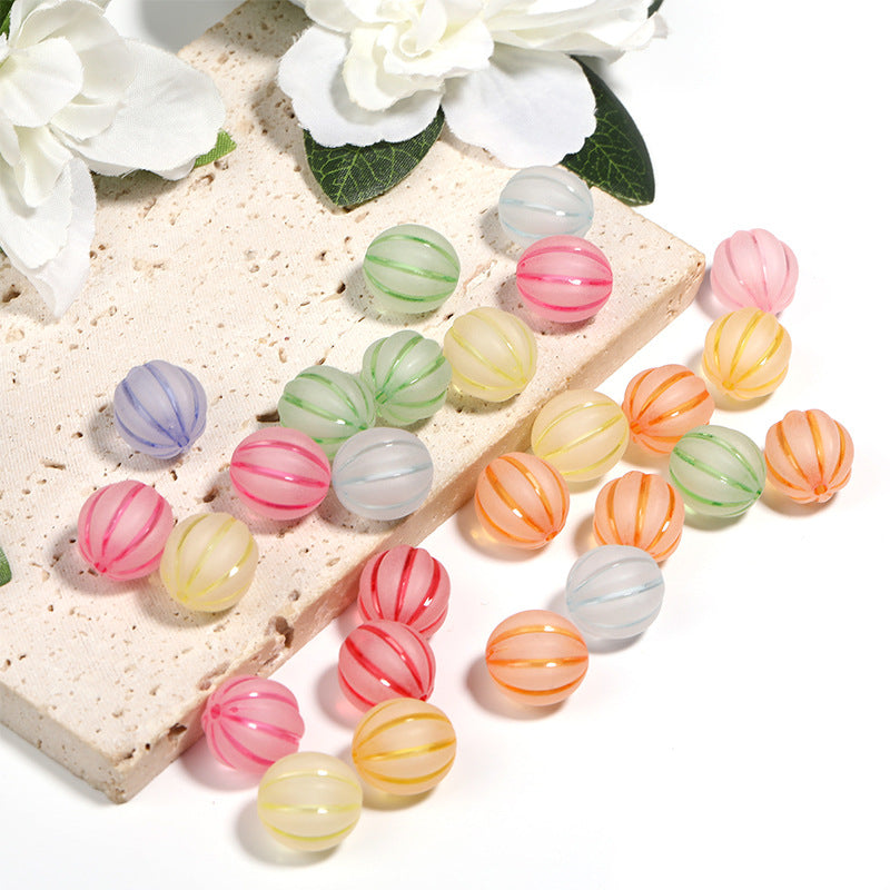 Wholesale 100pcs Colorful Frosted Pumpkin Acrylic Beads