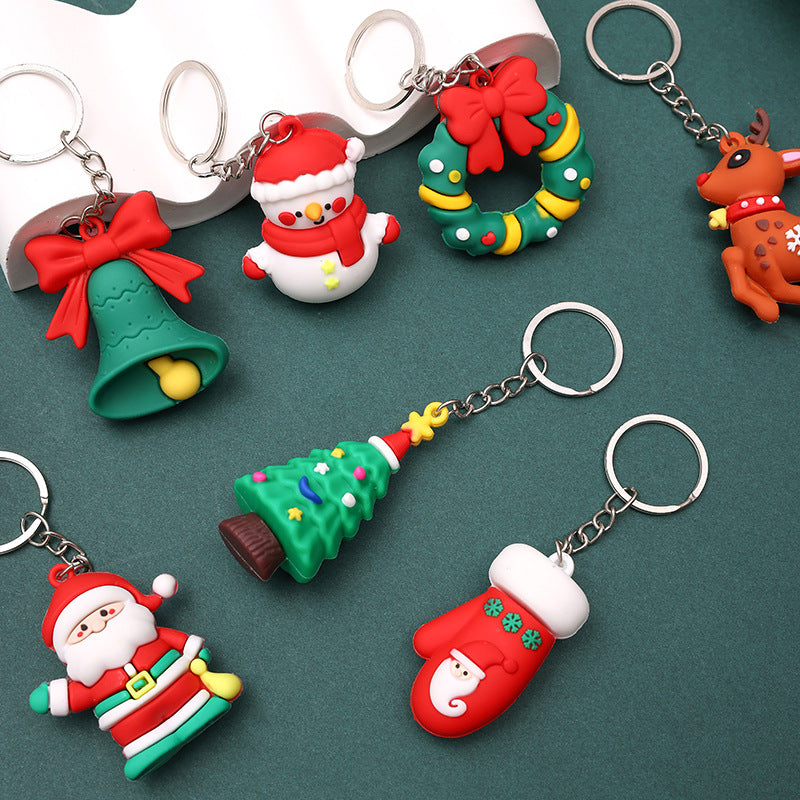 Wholesale Cartoon PV Christmas Keychain