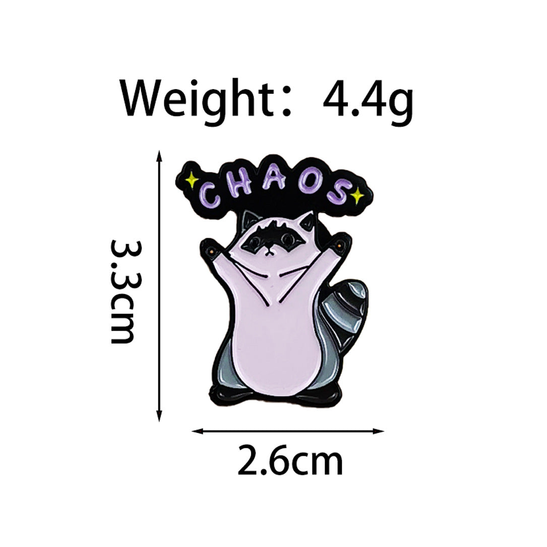 Wholesale English quote Cute cartoon brooch with cute raccoon cat