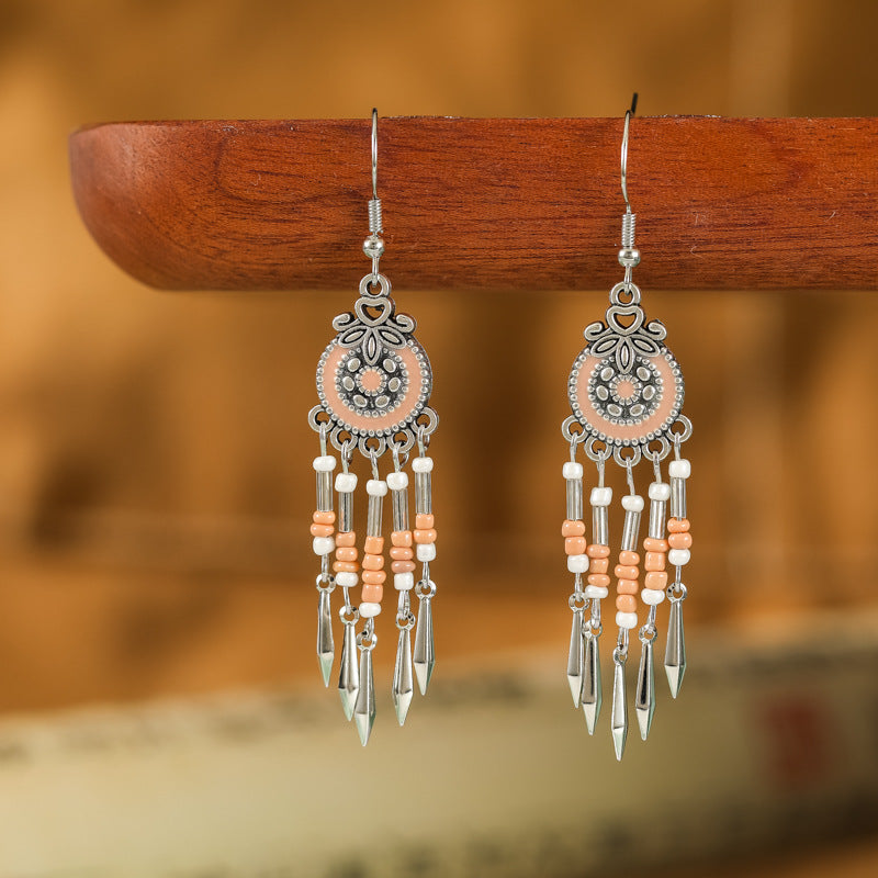 Wholesale Small Short Bohemian Vintage Round Bead Earrings