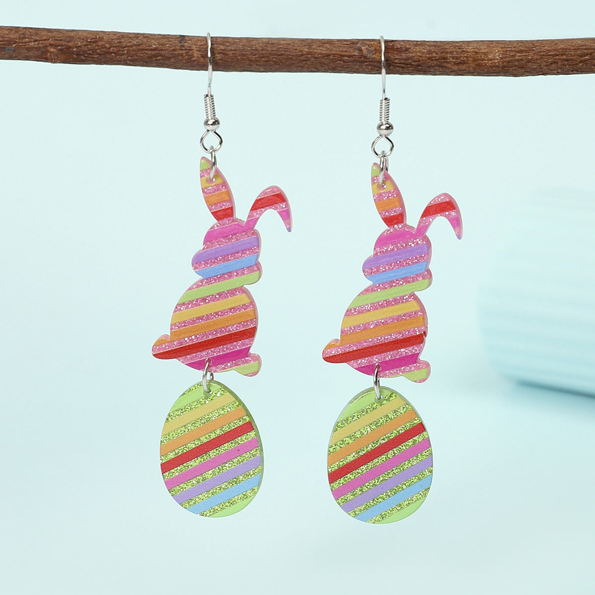 Wholesale Happy Easter rabbit Egg Print Leopard Flower Acrylic Earrings