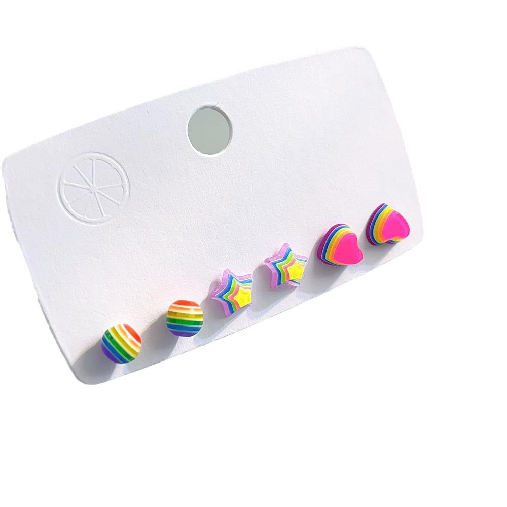 Wholesale Rainbow Love Alloy Earrings
