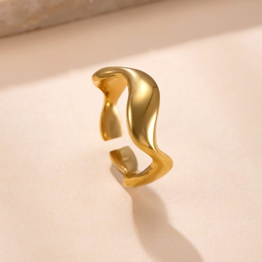 Wholesale Twisted irregular open stainless steel women' s ring